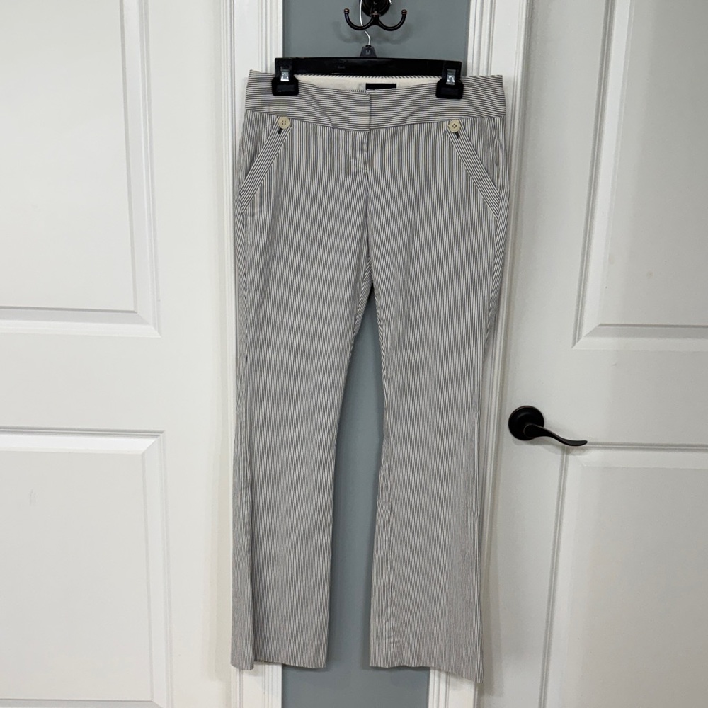 Gray Striped Flare Pants 
Sear suckers